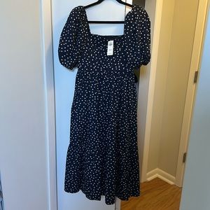 Abercrombie Emerson midi poplin dress in Navy - size M